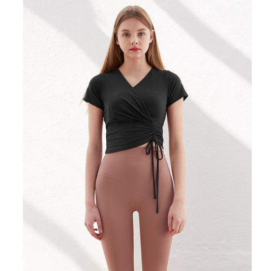 Conjunto Deportivo Yoga Verano con Escote V y Cintura Cruzada Reductora - Image 2