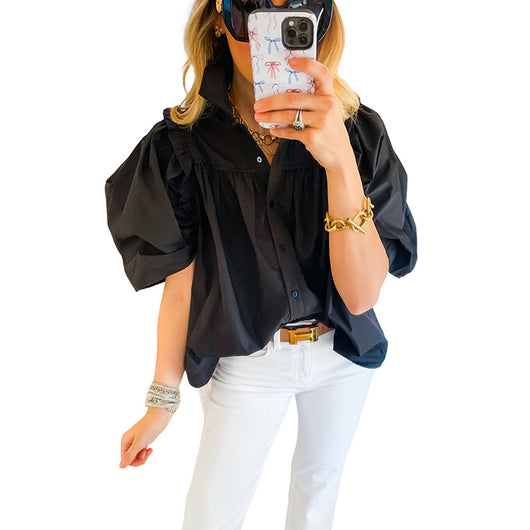 Camisa Suelta de Color Liso para Mujer con Botones Múltiples - Image 5