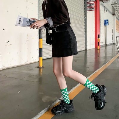 Calcetines Tubo Estilo Ajedrez para Mujer - Image 20