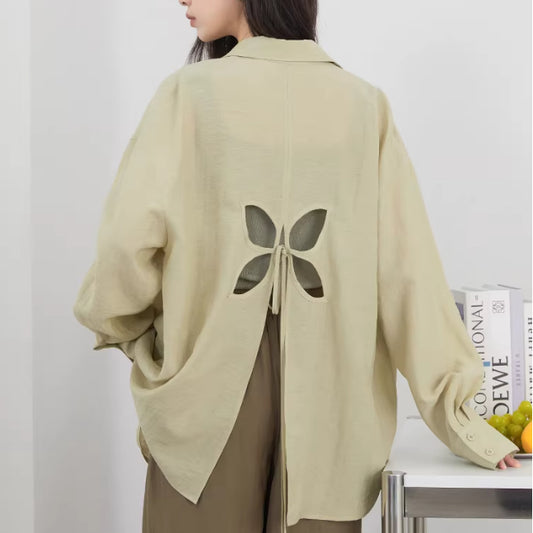 Blusa Holgada Verde Protección Solar con Espalda Calada