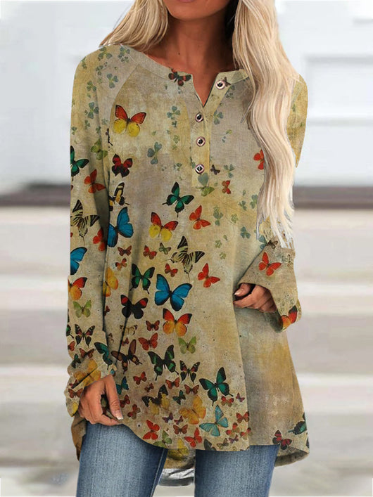 Blusa Floral Manga Larga Escote V para Mujer - Image 7
