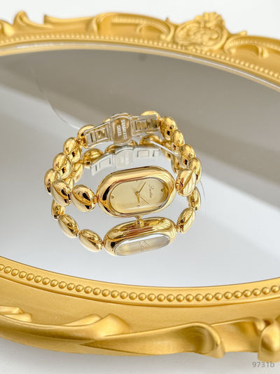 Reloj Pulsera Dorado Elegante Oval para Mujer - Image 19