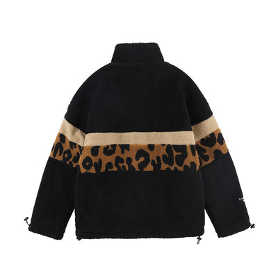 Abrigo de Lana de Cordero Hombre Estampado Leopardo - Corte Holgado y Cálido - Image 11