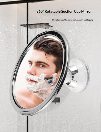 Espejo Antivaho para Baño con Ventosa Giratoria 360° - Plateado - Image 10