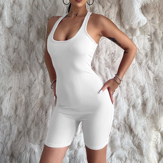 Jumpsuit Deportivo Ajustado de Cintura Alta en Punto Liso - Image 3