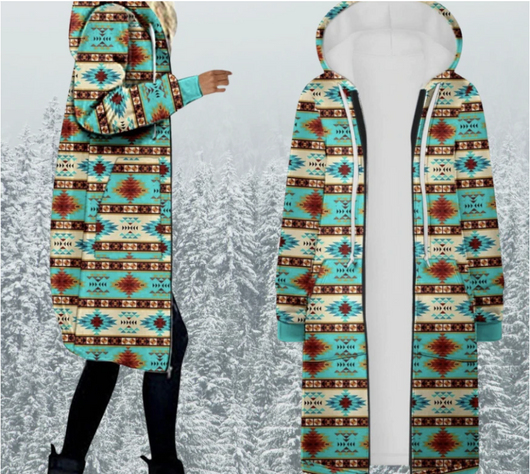 Gabardina Larga Estampada con Capucha para Mujer - Image 12