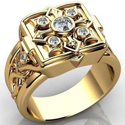 Anillo de Oro con Patrón de Cruz y Tapa Abatible para Hombre - Image 13