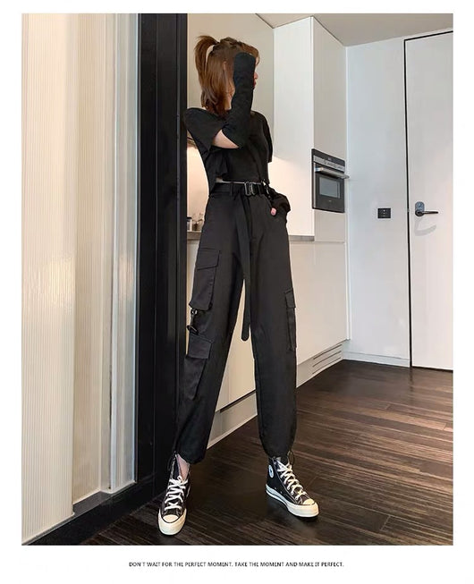 Pantalones Casuales Rectos de Cintura Alta con Cordón en Poliéster para Mujer - Image 11
