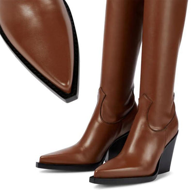 Botas de Cuero Elástico con Tacón Alto para Mujer - Image 5