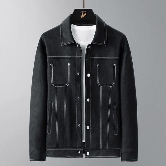 Chaqueta de Trabajo Primavera-Verano en Tela Tipo Ante para Hombre