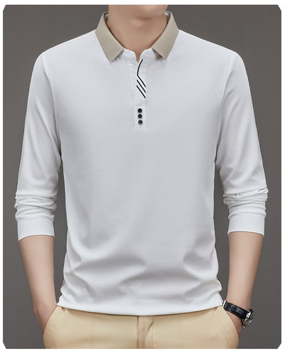 Polo Ejecutivo Otoño Hombre - Camisa Básica Cuello Solapa Color Sólido - Image 12