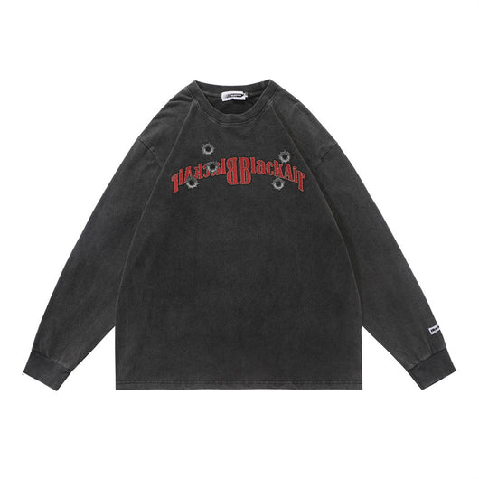Camiseta Manga Larga Cuello Redondo Estampada con Efecto Desgastado para Hombre - Image 9
