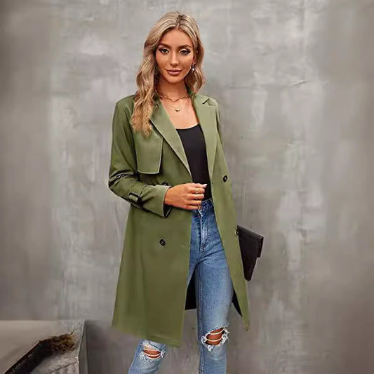 Abrigo Elegante Doble Fila Ajustado para Mujer - Image 2