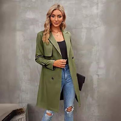 Abrigo Elegante Doble Fila Ajustado para Mujer - Image 2