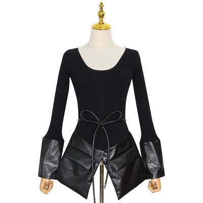 Suéter de Cuero con Costuras en Contraste para Mujer - Image 17