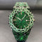 Reloj Hip-Hop para Hombre con Incrustaciones de Circón Verde Brillante