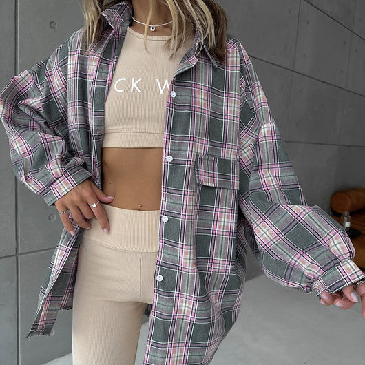 Camisa Cuadriculada 100% Algodón para Mujer
