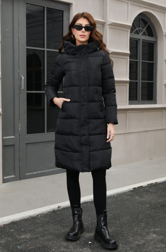 Chaqueta Larga de Algodón Grueso con Capucha - Ajuste Slim Resistente al Frío - Image 19