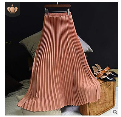 Falda Midi Cintura Alta Elástica de Gasa Liso - Image 16
