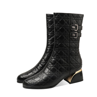 Botas Altas de Caballero con Tacón Grueso y Forro de Terciopelo en Cuero Genuino - Image 5