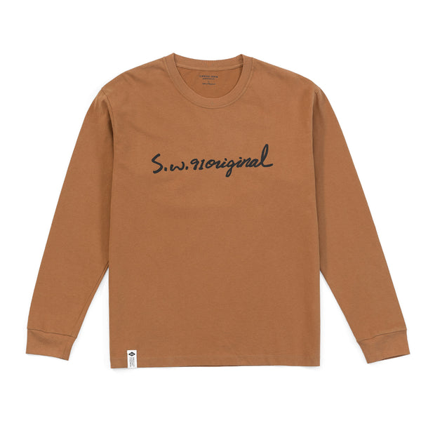Camiseta Hombre Manga Larga Suelta Otoño Carbón con Estampado de Letras