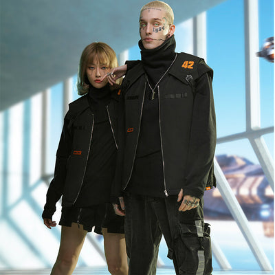 Sudadera Punk Oversized de Cuello Alto Doble Tejido - Image 3