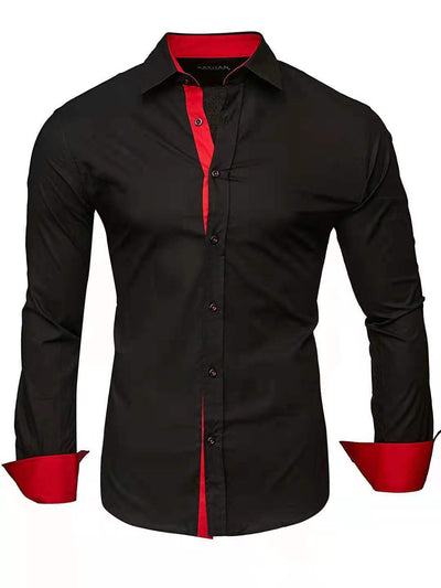 Camisa Casual de Manga Larga con Contraste de Colores para Hombre - Image 2