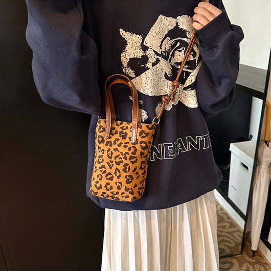 Bolsa Crossbody Retro Leopardo Otoño Invierno - Bandolera Ante Versátil para Teléfono - Image 2