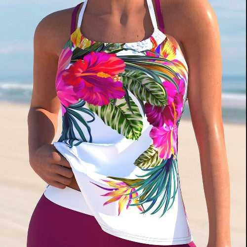 Traje de Baño Mujer Talla Grande con Flores y Abertura Lateral - Image 2