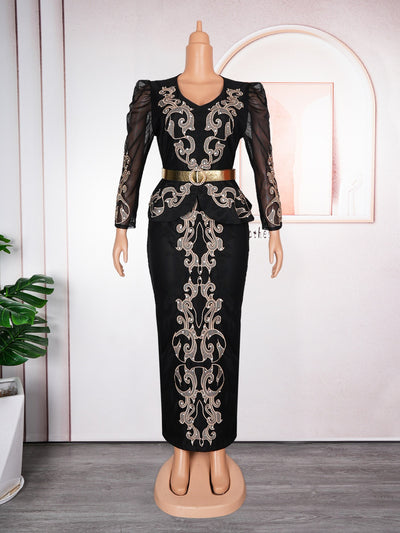Vestido Formal de Lujo con Pedrería y Escote en V - Image 19
