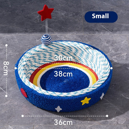 Rascador Tejido Redondo Diseño Cielo Estrellado para Gatos - Image 6