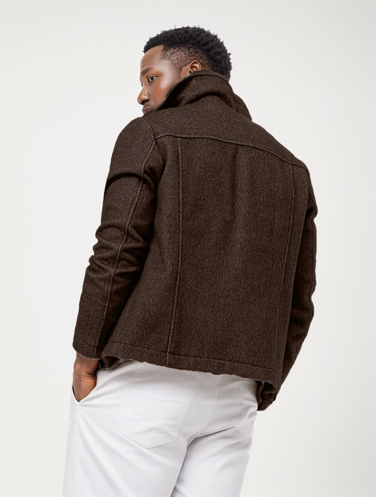 Abrigo de Lana para Hombre Elegante Botón Simple Diseño Liso - Image 9