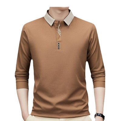 Polo Ejecutivo Otoño Hombre - Camisa Básica Cuello Solapa Color Sólido - Image 2