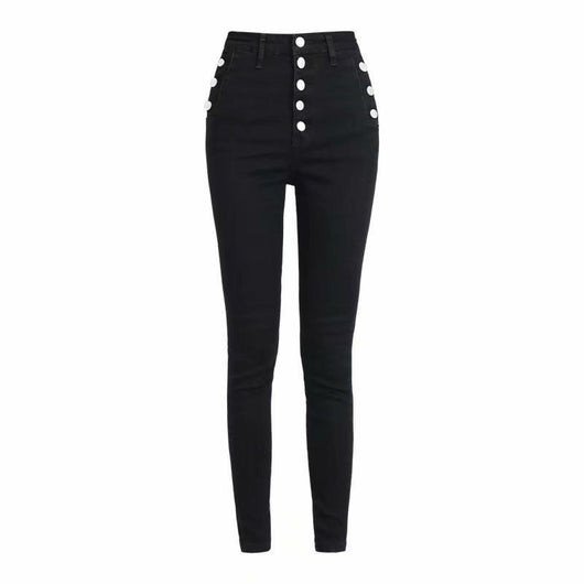 Pantalones Vaqueros Talle Alto con Botones y Tela Reforzada - Image 2