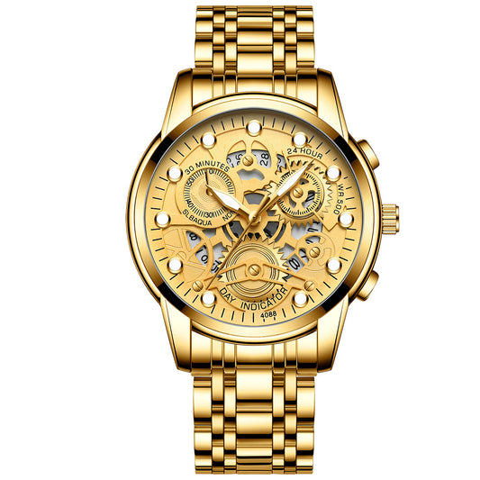 Reloj de Cuarzo Hueco para Hombre - Diseño Fashion Negro