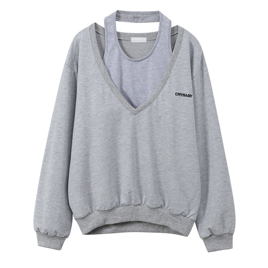 Suéter V-Neck Gris para Mujer - Diseño Minimalista y Sofisticado