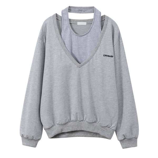 Suéter V-Neck Gris para Mujer - Diseño Minimalista y Sofisticado