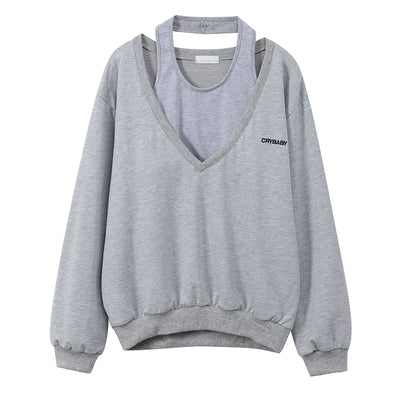 Suéter V-Neck Gris para Mujer - Diseño Minimalista y Sofisticado