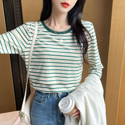 Blusa de Lactancia a Rayas Manga Larga Primavera Otoño - Image 6