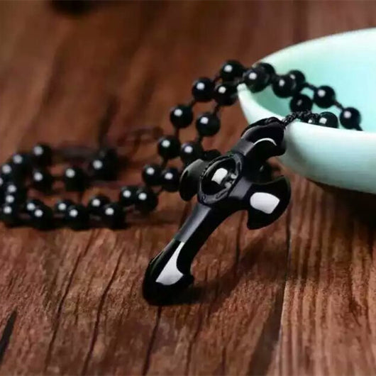 Colgante Cruz de Obsidiana Natural - Collar Protector - Image 8