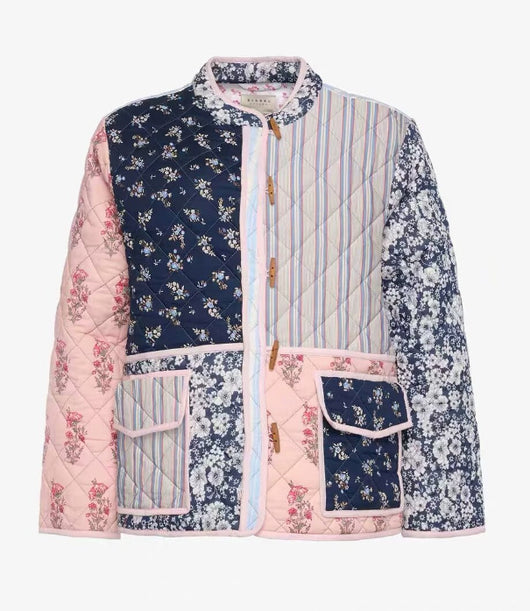 Chaqueta de Algodón Estampada con Costuras Combinadas - Corte Holgado y Casual - Image 7