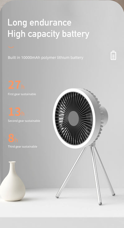 Ventilador LED Camping Portátil 3 en 1 con Tripié Ajustable y Carga USB - Image 24