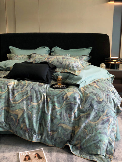 Juego de Cama de Algodón Pima de 4 Piezas Estampado - Image 11