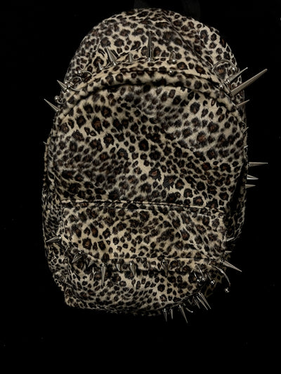 Mochila Punk Estampado Leopardo con Tachuelas - Diseño Europeo Americano Negro - Image 7