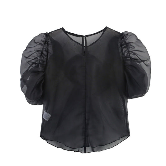 Blusa con Mangas Globo y Detalle de Moño Diseño Exclusivo - Image 2