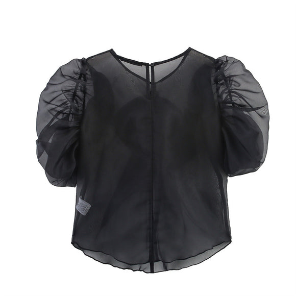 Blusa con Mangas Globo y Detalle de Moño Diseño Exclusivo