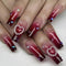 Uñas Postizas Degradado Rojo Perla con Efecto Corazón