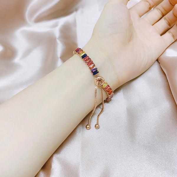 Pulsera de Tenis Boho Arcoíris con Zirconia - Ajustable para Mujer