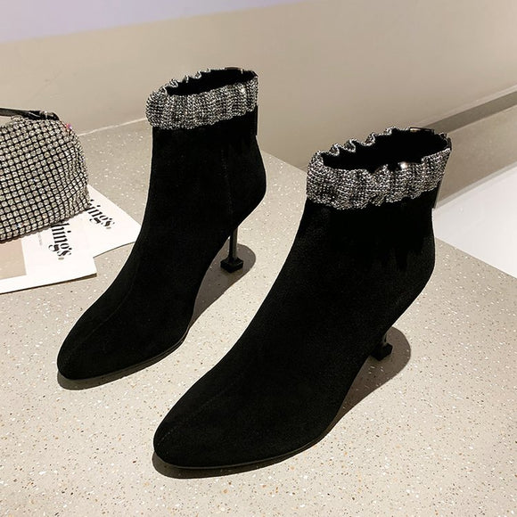 Botas Ankle con Tacón Stiletto y Cremallera Trasera