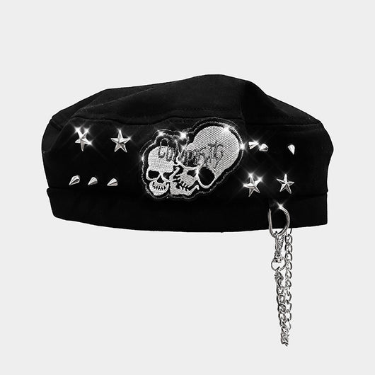 Boina Punk Rock Calavera con Cadena - Estilo Alternativo Rebel - Image 6
